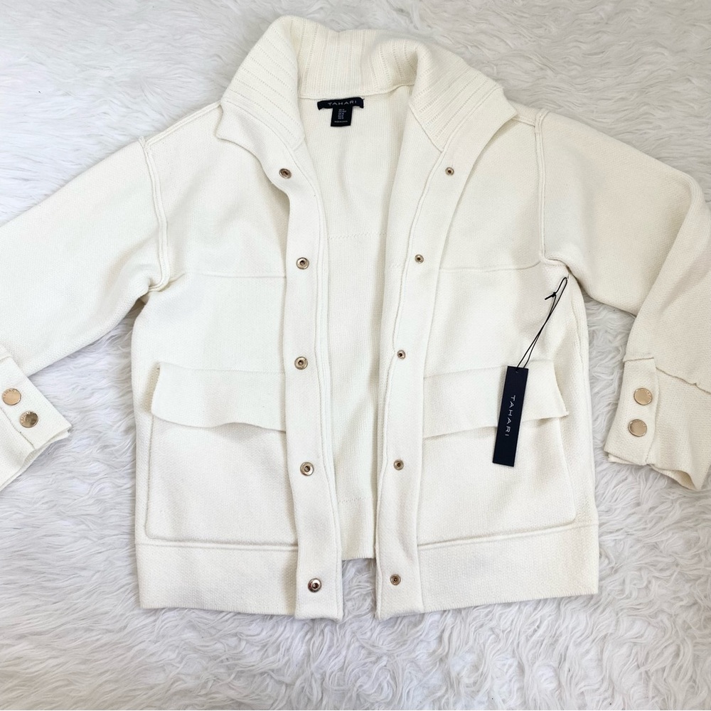TAHARI Long Sleeve Cream Jacket/Sweater - Picture 5 of 10